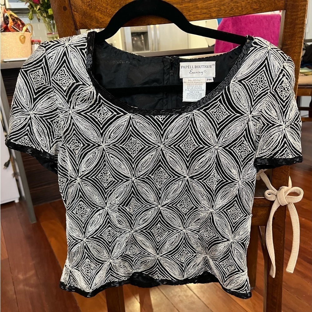 Papell Boutique Evening Black and White PM